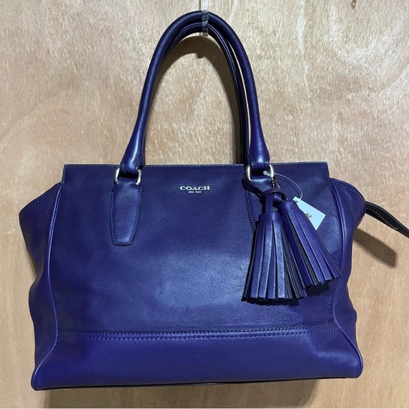 Coach Deep Purple Leather Satchel - Picture 1 of 12